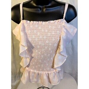 Fairy Ruffle Girlie Coquette Women's Top XL Pink Sleeveless Cottage Soft Girl